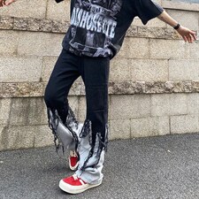 牛仔裤男夏季潮大码休闲裤子高街设计感A16P55，男装牛仔裤，星座1116-2