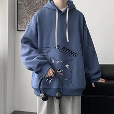 WY2129-P35纯棉连帽卫衣男大码运动帽衫宽松薄外套男，男装卫衣，电商A040