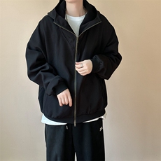 现货-重磅连帽卫衣外套男纯色休闲百搭时尚开衫夹克AJ23055P88，男装夹克，电商A351