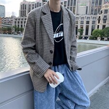 男士格子西装外套K665P63图片
