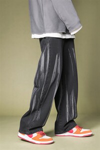 秋冬主推！！扎染中性宽松拖地牛仔长裤B377-N675-P45-限58，男装休闲裤，电商B377