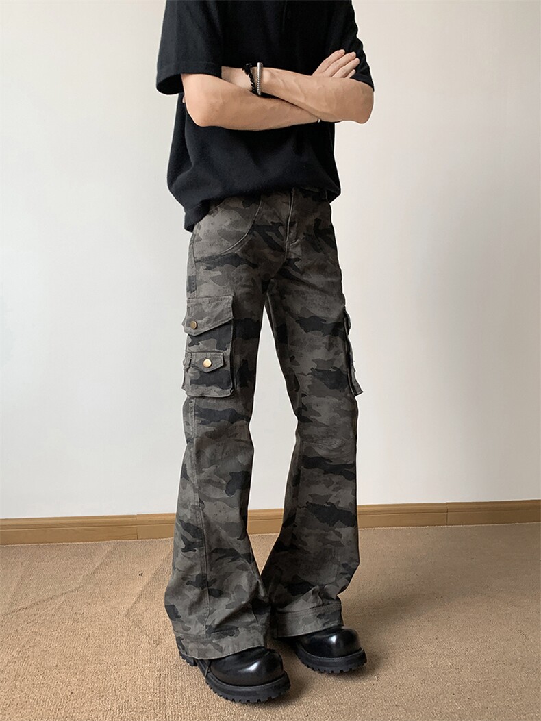 XZ-221-5/K1009/P55美式高街迷彩多口袋休闲显瘦微喇牛仔裤,男装牛仔裤,星座221-5