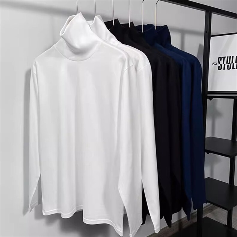 港风秋款男长袖T恤高领打底衫宽松棉弹休闲外套T069P19，男装T恤，星座1013-1