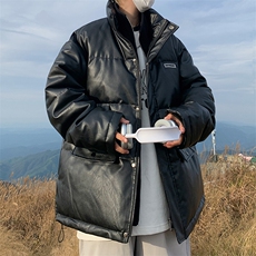 现货数据款高品质假两件PU皮棉衣美式高街外套XZ811A-MF120-P135，男装棉衣，星座811A