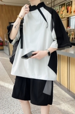 夏季薄款美式潮牌短袖短裤套装帅气搭配一套6129特P65控98，男装休闲套装，电商A309