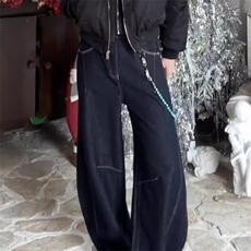春季新款ins简约潮流宽松复吉设计感百搭男休闲时尚直筒牛仔裤子，男装牛仔裤，星座506A