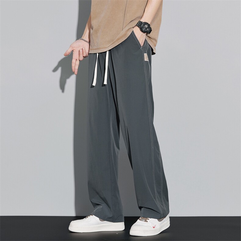 后口袋设计感麦标冰丝阔腿裤男女款夏季宽松百搭长裤DY509-P50,男装休闲裤,电商A178-1