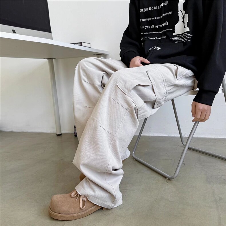美式高街工装牛仔裤秋季2026男新款宽松直筒阔腿裤Q134/P52,男装休闲裤,星座506