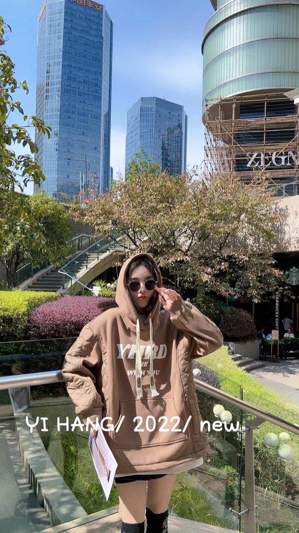 卫衣拼接轧款超，女装卫衣/绒衫，一杭