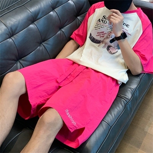 电商DSA028-SGDK01 特P16 大码刺绣 多巴胺开叉速干短裤男图片