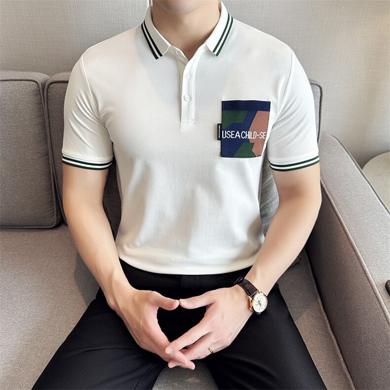 2026夏季新款潮牌短袖T恤口袋设计翻领Polo衫T0279-P55,男装T恤,电商D342