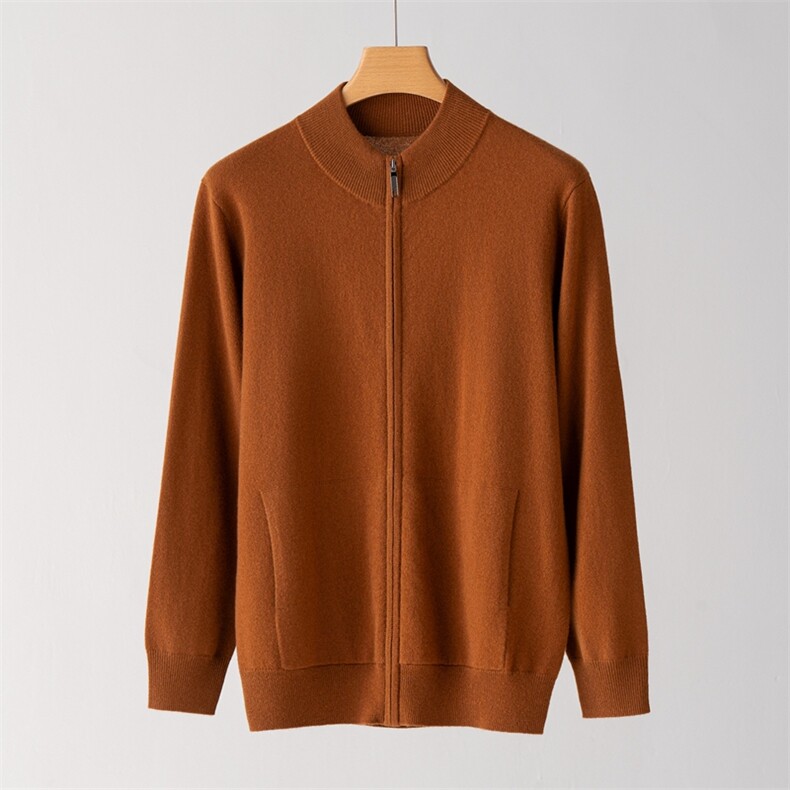 2026年秋季时尚百搭通勤简约休闲拉链开衫，男装羊绒开衫，雪丹羊