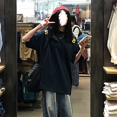 万针全刺绣工艺抖音得物高品质260克重磅纯棉双纱美式高街短袖T恤，男装T恤，电商A486