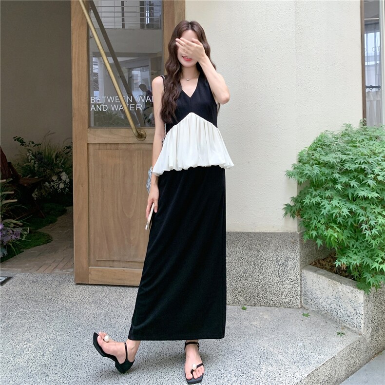小香风赫本风无袖马甲背心上衣半身裙套装女夏名媛爆款流行两件套,女装套装/套裙,红龙果
