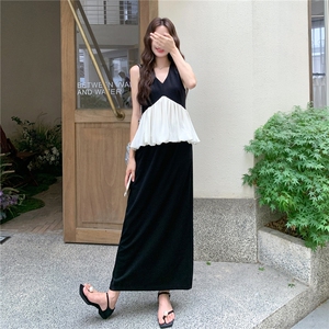小香风赫本风无袖马甲背心上衣半身裙套装女夏名媛爆款流行两件套图片