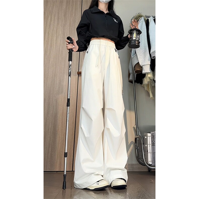 户外纯色休闲裤韩系打褶垂感直筒工装长裤男女C62161-TP3568,男装工装外套,电商A102
