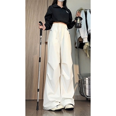 户外纯色休闲裤韩系打褶垂感直筒工装长裤男女C62161-TP3568，男装工装外套，电商A102
