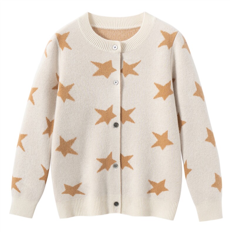 2025时尚百搭通勤简约休闲名族风开衫，童装儿童羊绒衫，奥赛羊绒童装