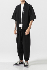 风夏季男女棉麻套装宽松汉服唐装短袖九分裤两件套TZ05/P85，男装T恤，钱塘713