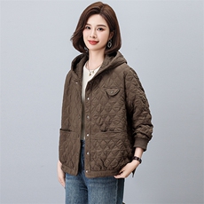 夹棉外套女2025新款春季短裤连帽加厚上衣，女装棉衣/棉服，忆绮罗