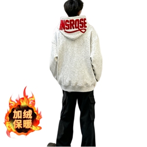 刺绣连帽加绒卫衣男秋冬潮美式情侣装宽松套头帽衫上衣WY885 P47图片
