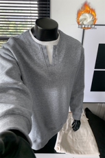 重磅380g华棉假两件保暖银狐绒亨利领卫衣男W5419J加绒-特P45控88，男装棉衣，电商A001
