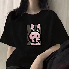 T0693-P25呆萌兔兔卡通纯棉印花短袖可爱减龄穿搭百搭T恤，女装T恤，星座617A-2