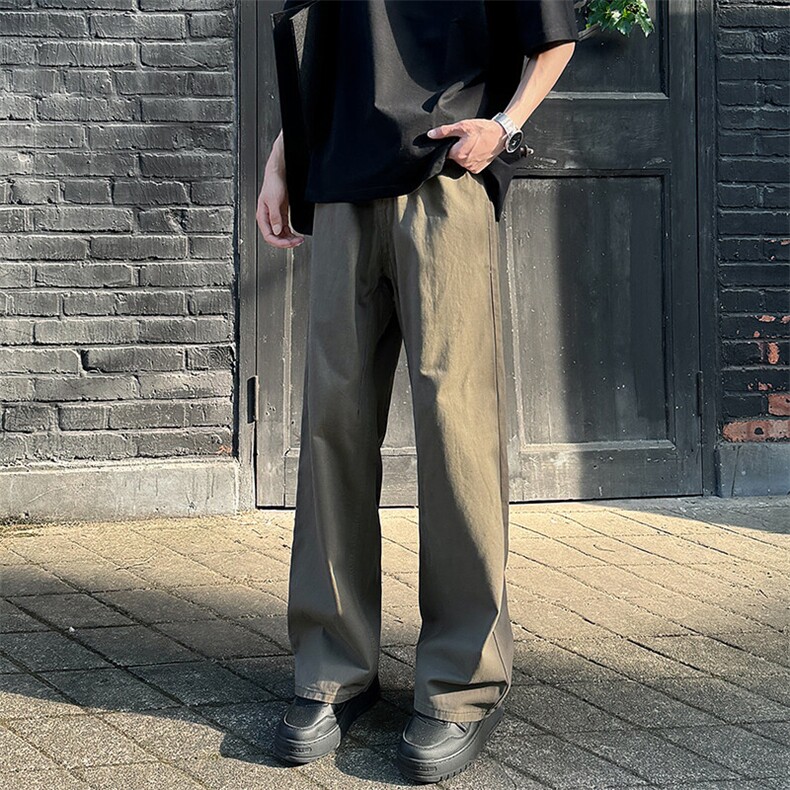 ！四季100棉%纯色四季款阔腿百搭垂感休闲裤子1229/p45,男装休闲裤,电商B381-2