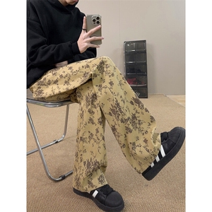 B221美式ins高街宽松直筒印花牛仔裤LK25458-特P45控78图片