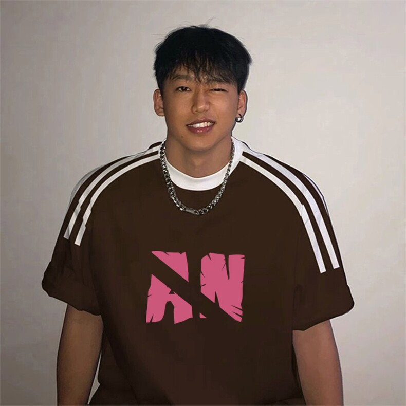 夏季美式高街重磅纯棉三条杠织带撞色男女短袖T恤ZD332-特P30,男装T恤,电商A486
