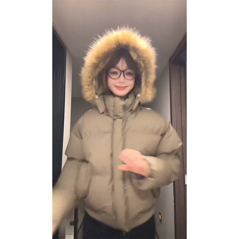 现货三防重磅硬挺boxy短款羽绒棉衣座山雕大毛毛领PU皮棉服外套冬,男装棉衣,电商A443
