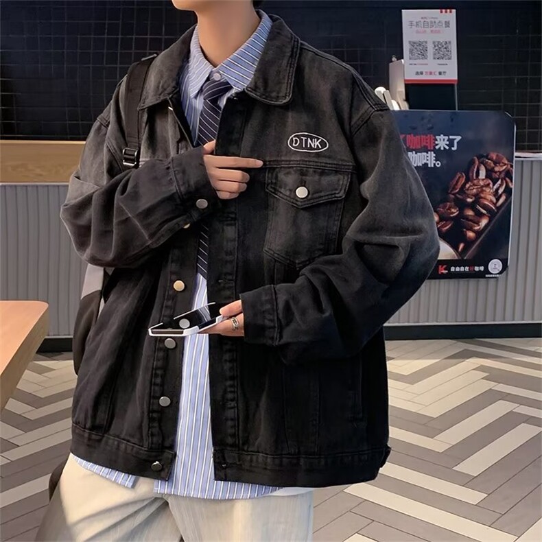 渐变牛仔夹克秋冬季休闲痞帅上衣美式ins潮牌工装外套男J8902-p75,男装夹克,星座1008