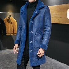 秋冬男士中长款毛呢大衣皮毛一体羊羔毛夹克外套M1190-P150控198，男装毛呢大衣，星座313B-2