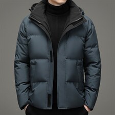 2023冬季新款羽绒服男可脱卸帽纯色休闲90白鸭绒外套HB9902-P260，男装羽绒服，电商B212（原钱塘6029）