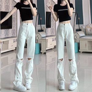 夏季ins美式高街 hiphop破洞铆钉牛仔裤货号K750P60图片