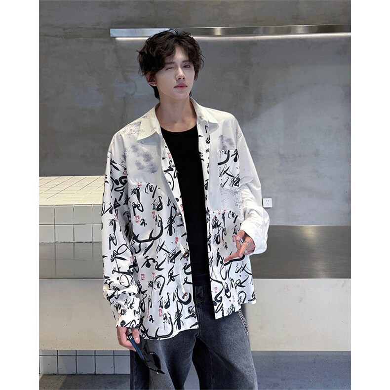 CS1152-特批38控68秋季新款新中式撞色拼接长袖冰丝衬衫大码男,男装衬衫,电商A059