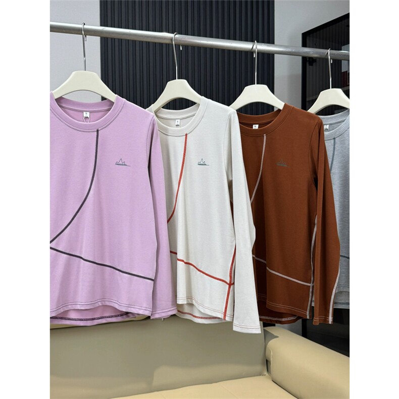 高品户外山系情侣哈苏分割明线印花休闲长袖T恤男女A1351-P58,男装T恤,星座1505