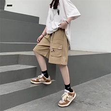 夏季2023新款工装短裤宽松潮ins五分裤女直筒港味中裤女K1380-P43，男装休闲裤，星座412-3