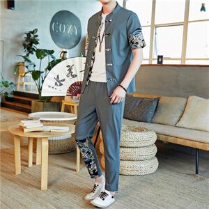2021夏季新款中国风短袖T恤运动套装男两件套 A438-888-P60图片