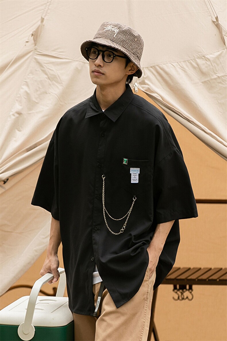 2025夏季新款cityboy大码链子挂坠短袖衬衫M-5XHC22275-特P25,男装衬衫,电商A022