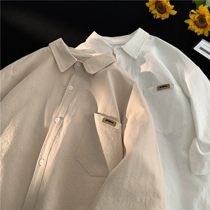 日系棉麻短袖衬衫男夏季薄款oversize潮牌潮流成熟稳重大码衬衣服图片