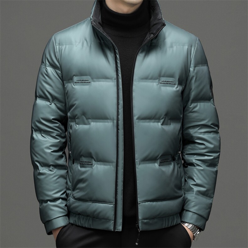 冬季立领商务休闲皮羽绒服男装白鸭绒加厚保暖外套中年男士上衣男，男装羽绒服，钱塘6003（原4033）