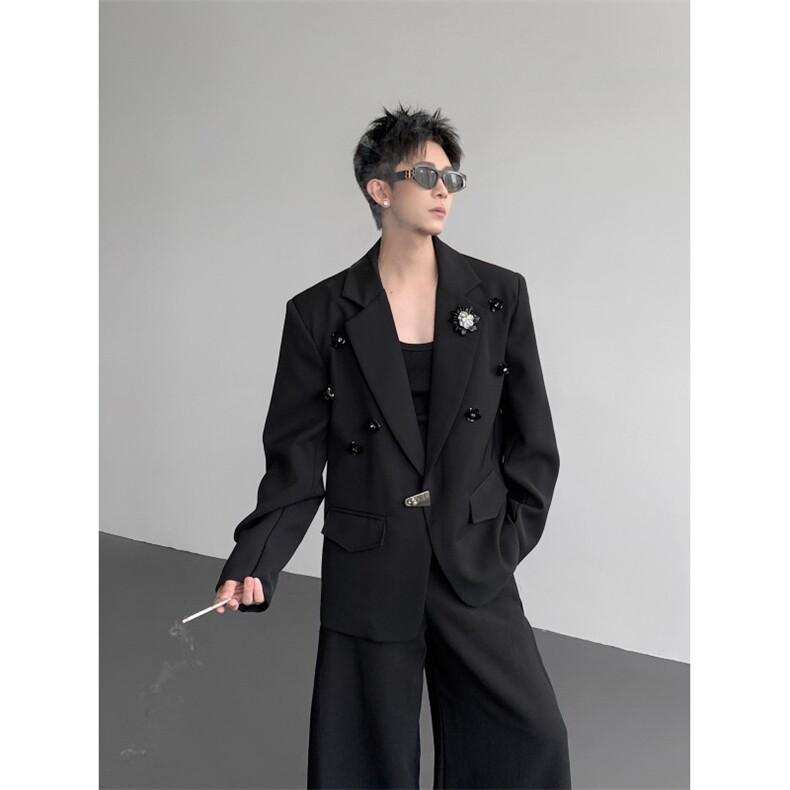 现货25秋冬设计金属花朵重工华丽蹦迪礼服西装外套xz154-p168，男装西服套装，电商B288