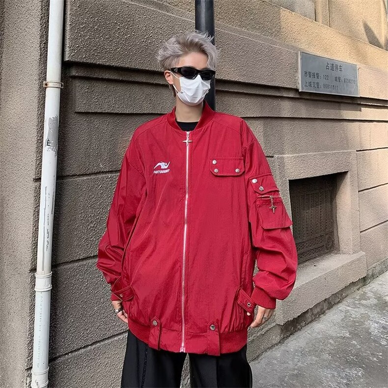 美式复古飞行员夹克男宽松潮牌痞帅情侣棒球服外套秋冬HJ659-p65,男装夹克,星座1008