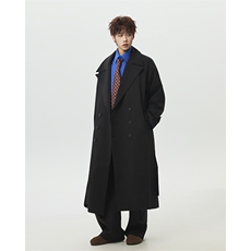 直播秋季新款双排扣宽松中长款风衣韩版过膝大衣-FY603特100，男装风衣，电商B289