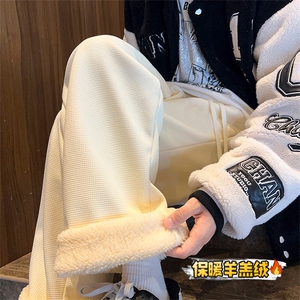 加绒华夫格长裤 D2199-TP40控价58 港风冬季纯色可二开休闲裤男图片
