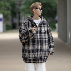 工装痞帅夹克美式复古格子连帽日系潮牌外套cityboy男W7922-P58，男装夹克，星座512-4