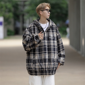 工装痞帅夹克美式复古格子连帽日系潮牌外套cityboy男 W7922-P58图片
