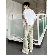 B221美式ins高街小众百搭纯色微喇牛仔裤LK22087-P55控78，男装牛仔裤，电商B221