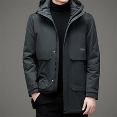 羽绒服男装中长款2023年冬新款连帽休闲百搭外套SNNYR873302-P300，男装羽绒服，电商B212（原钱塘6029）